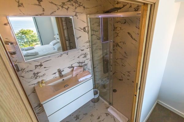 Bathroom of the hotel room in Calvi